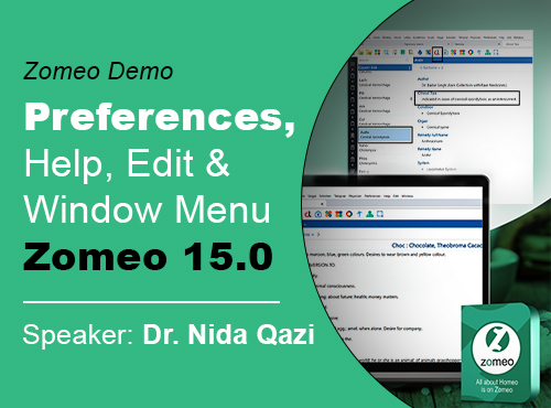 Preferences, Help, Edit & Window Menu – Zomeo 15.0